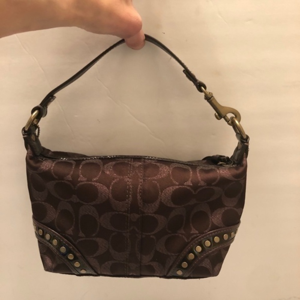 Coach lured brown metallic bronze studded mini bag - Picture 3 of 12